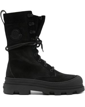 Moncler Schoenen ,Zwart ,Suède Vera Hoge Suède Veterlaarzen