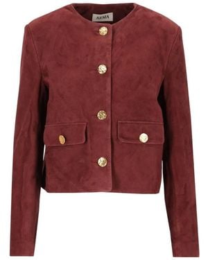 Arma Leren Jas - Rood