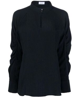Ferragamo Overhemden ,Blauw ,Casual Blauw Lange Mouw Zijden Blouse