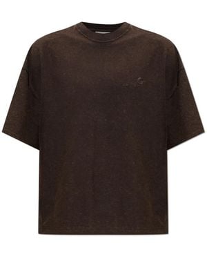 Carhartt Tops ,Bruin ,Katoen Lambert T-Shirt - Zwart
