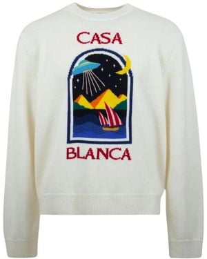 CASABLANCA Round-Neck Knitwear - Gris