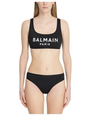 Balmain Bikini Con Ricamo - Nero