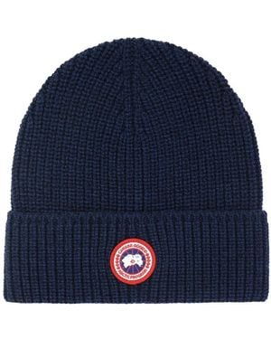 Canada Goose Blaue Gerippte Toque Beanie Mütze