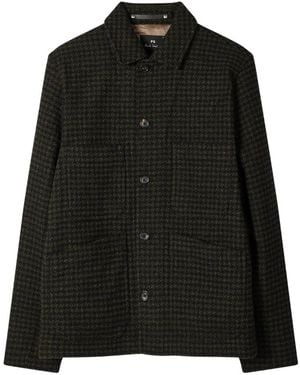 Paul Smith Chore-Jacke Aus Wollmischgewebe Mit Hahnentrittmuster - Schwarz