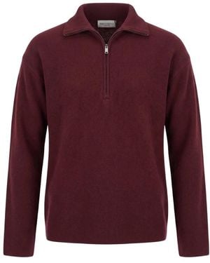 Roberto Collina Tops ,Rood ,Polo Shirt Van Stof Met Rits