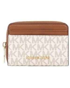 Michael Kors Jet Set Travel Medium Logo Zip-Around Card Case - Naturel