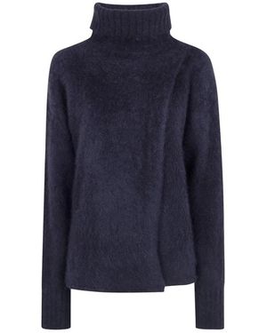 Uma Wang Truien & Vesten ,Zwart ,Gebreide Trui Met Coltrui - Blauw