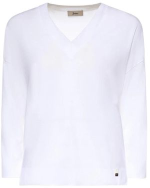 Herno Truien & Vesten ,Wit ,Katoen Lyocell And Cotton Jersey Sweater