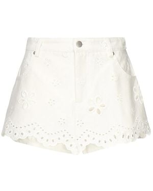 For Love & Lemons Witte Bloemen Hoge Taille Shorts
