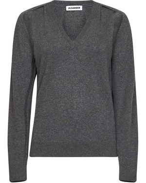 Jil Sander V-Ausschnitt Strickware - Grau