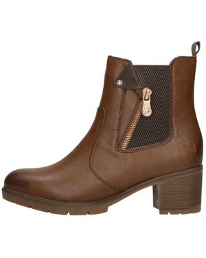 Rieker Schoenen ,Bruin ,Enkellaarsjes Hak