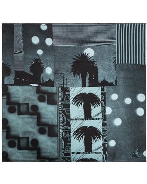 Versace Accessoires ,Blauw ,Sunset Palms Zijde Sjaal - Groen