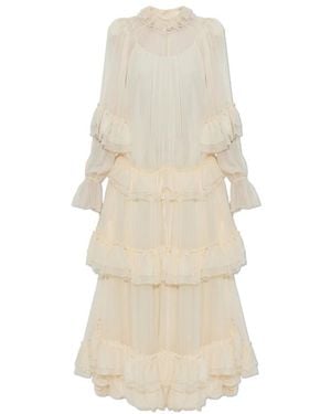 Chloé Maxi Jurk Met Lange Mouwen - Naturel