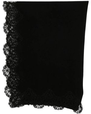 Ermanno Scervino Accessoires ,Zwart ,Wol Cashmere Stole Met Rebrodé Kant Van Wol