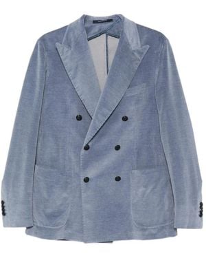 Tagliatore Dubbele-Rijige Corduroy Blazer - Blauw