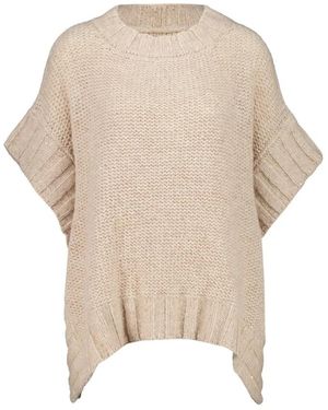 120% Lino Cashmere Blend Poncho Top - Natur