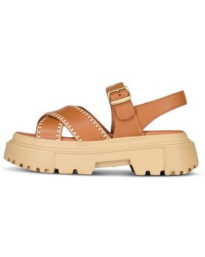 Hogan Sandali in pelle con cinturino regolabile - Marrone