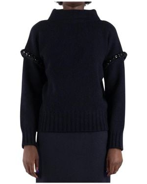 Max Mara Jersey Azul Cuello Redondo Lana, Mujer, Talla