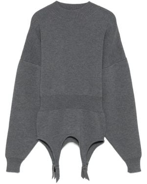 Jean Paul Gaultier Hoher Hals Fledermausärmel Pullover Mit Lingerie Strumpfband - Grau