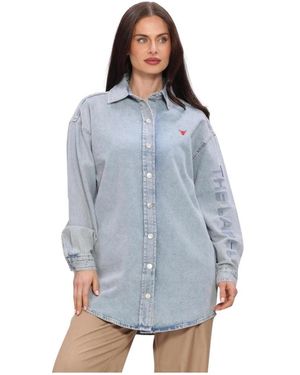 Alix The Label Woven Flowy Denim Oversized Blouse - Blauw