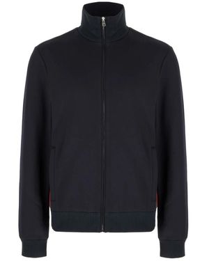 Gucci Hoodies & Sweatvesten ,Blauw ,Katoen Technical Jersey Zip Jacket With Web - Zwart