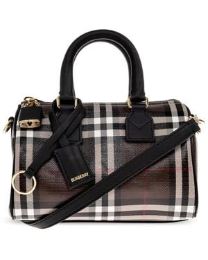 Burberry Tassen ,Bruin ,Katoen Mini Check Bowling Bag - Zwart