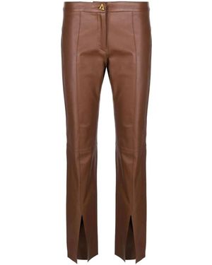 Aeron Bruin Leren Casual Broek