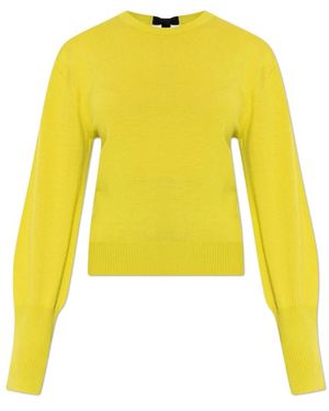 Lanvin Woll-T-Shirt-Pullover Mit Ripsband-Detail - Gelb