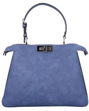 Fendi Tassen ,Blauw ,Leer Stijlvolle Peekaboo Soft Handtas