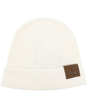 Tom Ford Weiße Rippstrick-Logopatch-Kappe - Natur