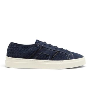 Baskets Santoni Gris Clair En Daim Tissé - Taille UK7 / EU41 / US8, Fabriquées En Italie, Occasion
