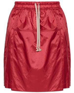 Rick Owens Rokken ,Rood ,Polyester Drawstring Midi Kilt Shorts