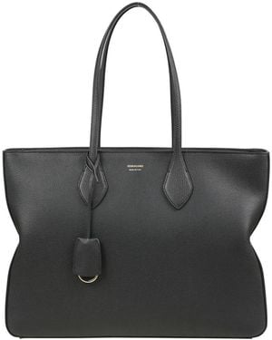 Ferragamo Leder-Tote-Tasche Mit Abnehmbarem Riemen - Schwarz