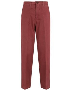 BRIGLIA Bruine Slim Fit Modal Broek - Rood