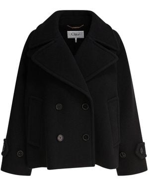 Chloé Double-Breasted Coats - Nero