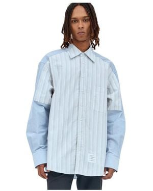 Thom Browne Oversized Gestreiftes Hemd - Blau