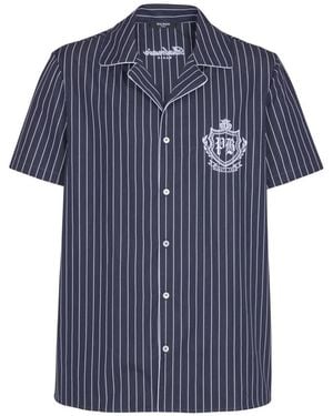 Balmain Gestreepte Poplin Pyjama Overhemd - Blauw