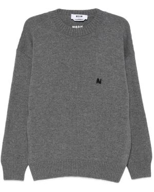 MSGM Round-Neck Knitwear - Grigio