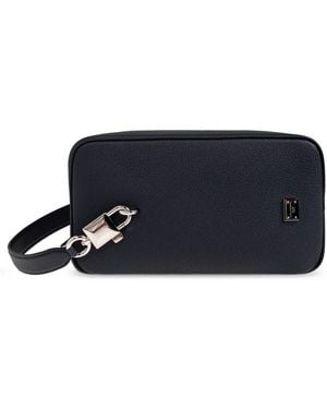 Dolce & Gabbana Tassen ,Blauw ,Katoen Lock Kalfsleren Handtas