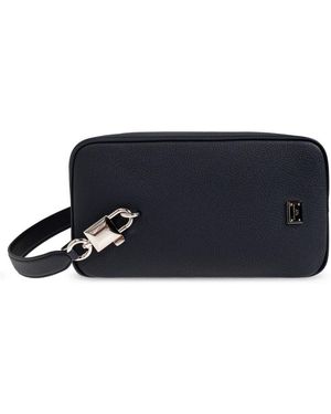 Dolce & Gabbana Tassen ,Blauw ,Katoen Lock Kalfsleren Handtas