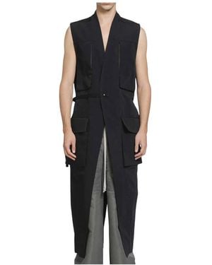 Rick Owens Jassen ,Zwart ,Katoen Tower Long Lab Cargo Vest