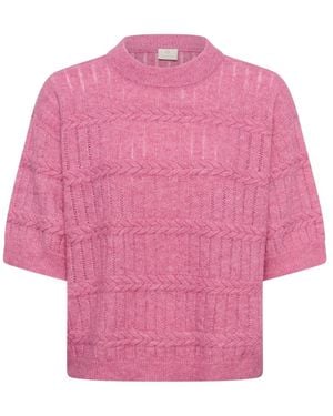 Kaffe Rondgebreide Trui - Roze
