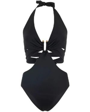 Just Cavalli Badmode ,Zwart ,Geometric Cut-Out Badpak - Blauw