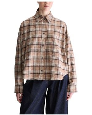 Bellerose Overhemden ,Bruin ,Katoen Jaxie Relaxed Checked Shirt - Naturel