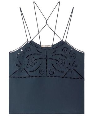 Sessun Gekorte Zijde Top - Blauw