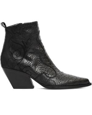 Elena Iachi Schwarze Python Ankle Boots
