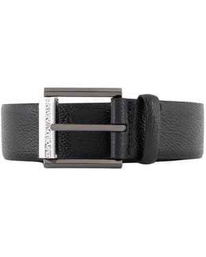 Emporio Armani Gegürtel Aus Gewalktem Leder - Schwarz