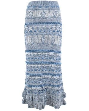 Etro Rokken ,Blauw ,Jacquard Knit Skirt