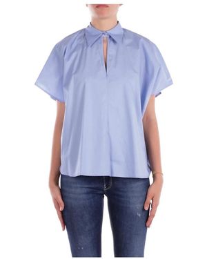 Manila Grace Hellblaue Button-Up Bluse