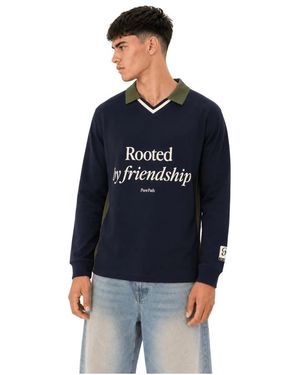 Pure Path Contrast Longsleeve Polo - Blauw